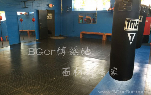 健身房練拳室地板材料 黑色+藍色組合鋪裝 健身房橡膠地板-2